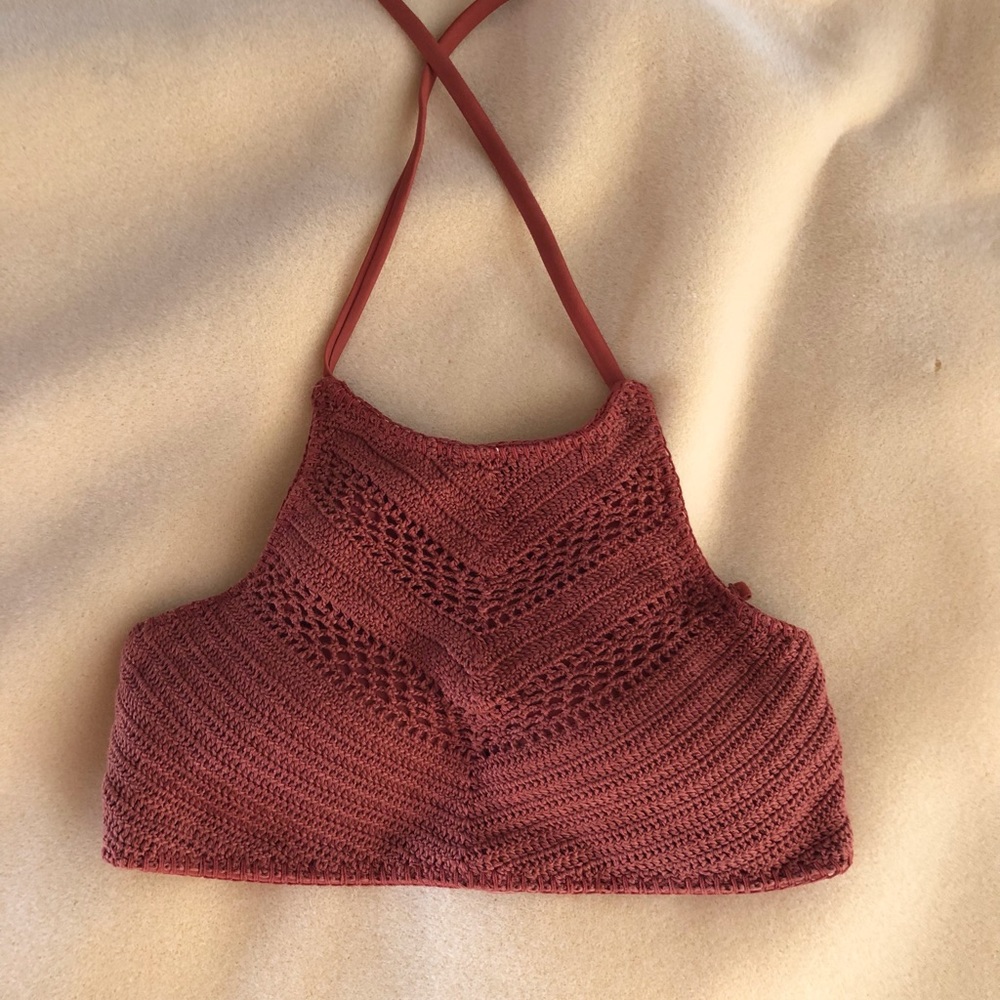 Brown crochet bikini top
